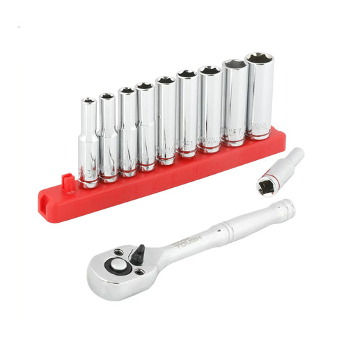 Hyper Tough 12-Piece 1/4-inch Drive Ratchet and Deep Socket Set, SAE, Model 30130 EasyOptionXY LLC