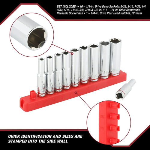Hyper Tough 12-Piece 1/4-inch Drive Ratchet and Deep Socket Set, SAE, Model 30130 EasyOptionXY LLC