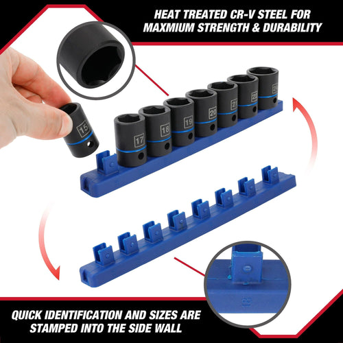 Hyper Tough 9-Piece 1/2-inch Standard Drive Impact Socket Set MM, 43003 EasyOptionXY LLC