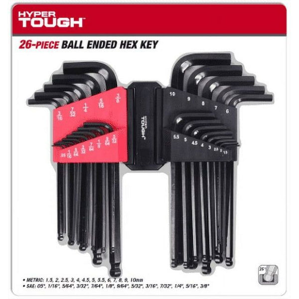 Hyper Tough Heavy-duty 26-Piece Ball End Hex Key Set EasyOptionXY LLC