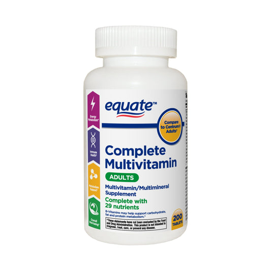 Equate Complete Multivitamin/Multimineral Supplement Tablets; Adults; 200 Count EasyOptionXY LLC