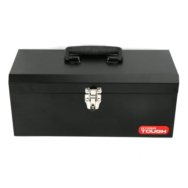 Hyper Tough 16-inch Black Metal Tool Box with Removable Tool Tray EasyOptionXY LLC