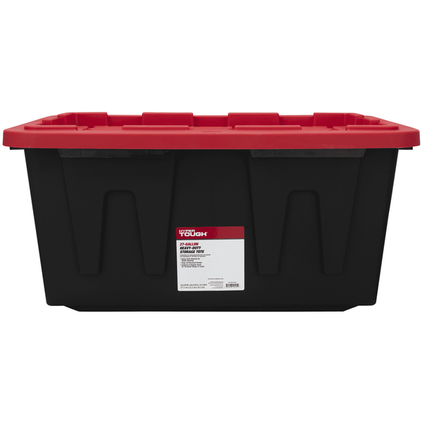 Hyper Tough 27 Gallon Snap Lid Plastic Storage Bin Container, Black with Red Lid EasyOptionXY LLC