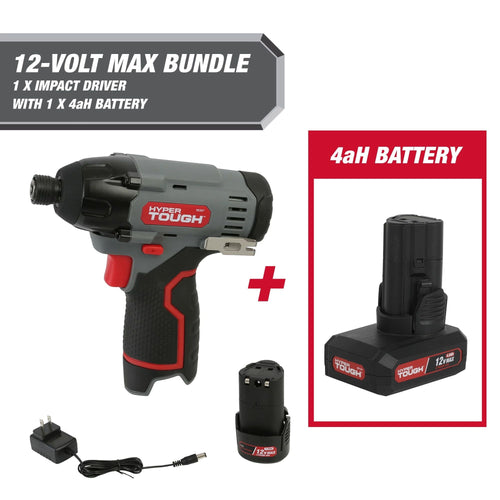 Hyper Tough 12-Volt Cordless Impact Driver Plus 4 Ah Battery EasyOptionXY LLC