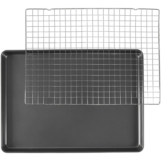 Wilton Bake It Better Steel Non-Stick 15 x 21-inch Mega Cookie Pan and 14.5 x 20-inch Chrome Cooling Grid Set EasyOptionXY LLC