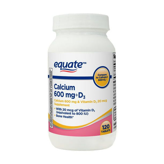 Equate Calcium + D3 Tablets Dietary Supplement; 600 mg; 120 Count EasyOptionXY LLC