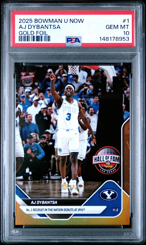 Graded 2025 Topps Bowman U Now AJ Dybantsa #1 Gold Foil /50 Rookie RC Basketball Card PSA 10 Gem Mint