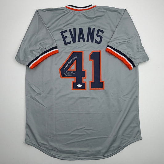 Autographed/Signed Darrell Evans 1984 WS Champs Detroit Grey Baseball Jersey JSA COA