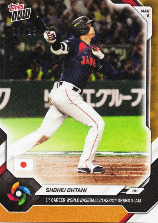 2026 Topps Now World Baseball Classic Shohei Ohtani #WB4 Orange Foil /25 1st Career World Baseball Classic Grand Slam Team Japan Baseball Card