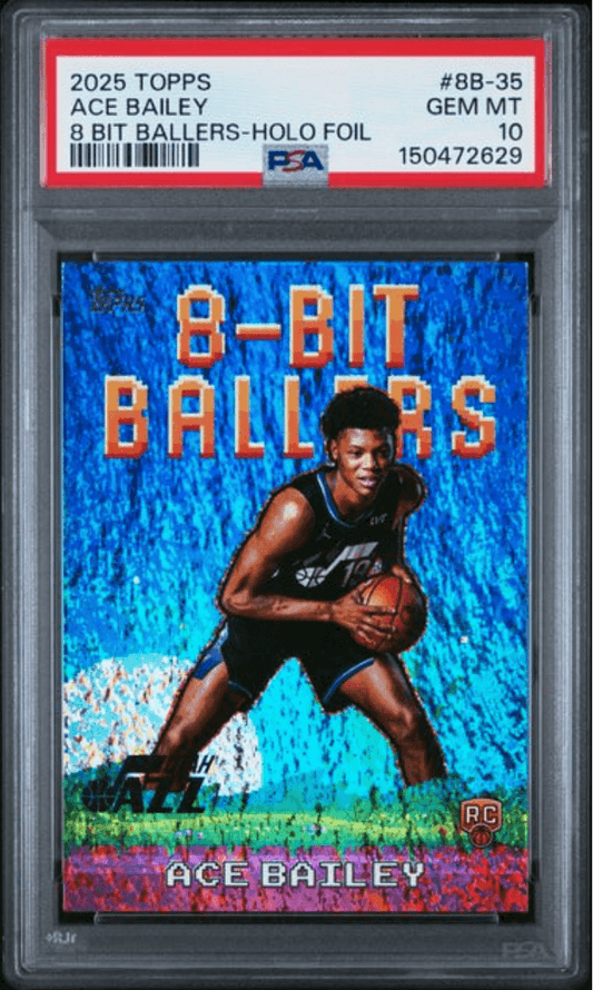 Graded 2025 Topps Ace Bailey #8B-35 8 Bit Ballers Holo Foil Rookie RC Basketball Card PSA 10 Gem Mint