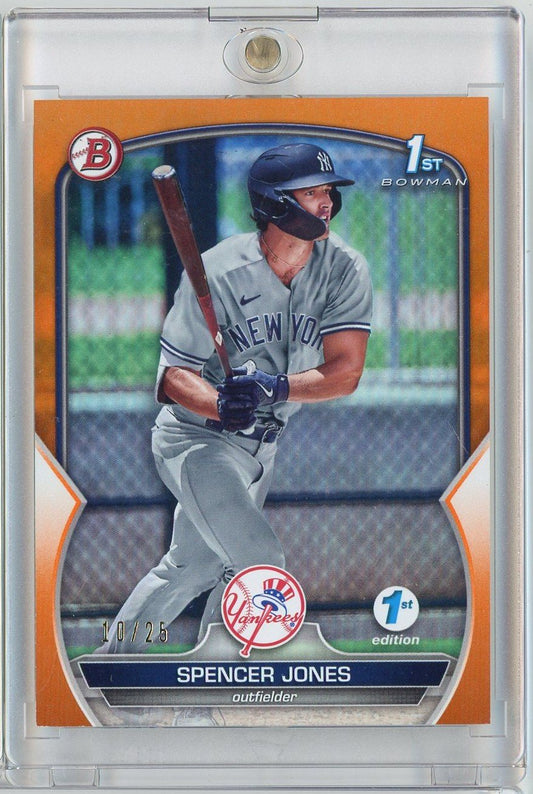 2023 Topps Bowman 1st Edition Spencer Jones #BPPF139 /25 Orange Foil Rookie RC Baseball Card