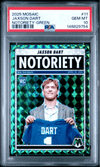 Graded 2025 Panini Mosaic Jaxson Dart #11 Notoriety Green Rookie RC Football Card PSA 10 Gem Mint