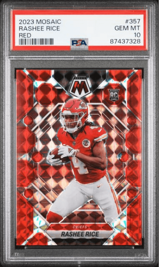 Graded 2023 Panini Mosaic Rashee Rice #357 Red Rookie RC Football Card PSA 10 Gem Mint