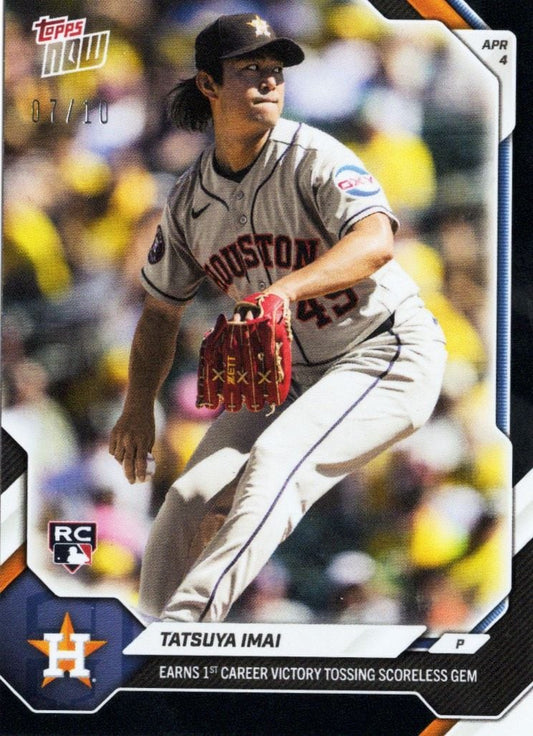 2026 Topps Now Tatsuya Imai #50 Black Foil /10 Earns 1st Career Victory Tossing Scoreless Gem Houston Astros Rookie RC Baseball Card