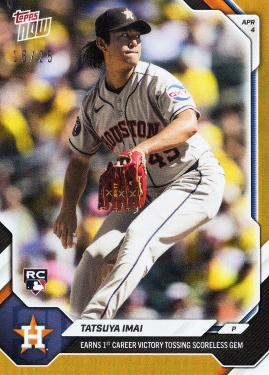 2026 Topps Now Tatsuya Imai #50 Orange Foil /25 Earns 1st Career Victory Tossing Scoreless Gem Houston Astros Rookie RC Baseball Card
