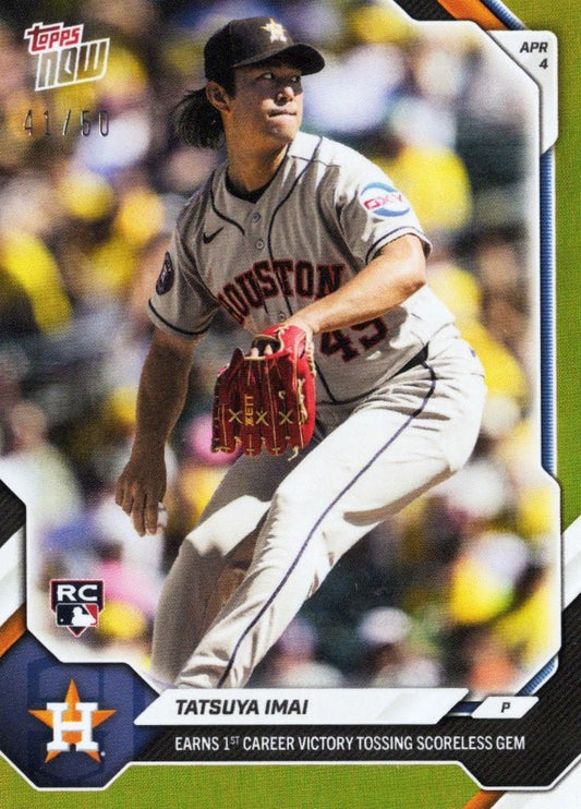 2026 Topps Now Tatsuya Imai #50 Gold Foil /50 Earns 1st Career Victory Tossing Scoreless Gem Houston Astros Rookie RC Baseball Card
