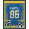 Framed Autographed/Signed Oronde Gadsden 35x39 Los Angeles San Diego Powder Blue Pro Cut Football Jersey Beckett BAS COA