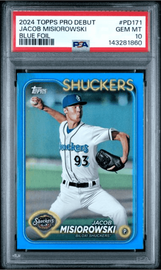Graded 2024 Topps Pro Debut Jacob Misiorowski #PD171 Blue Foil /150 Rookie RC Baseball Card PSA 10 Gem Mint