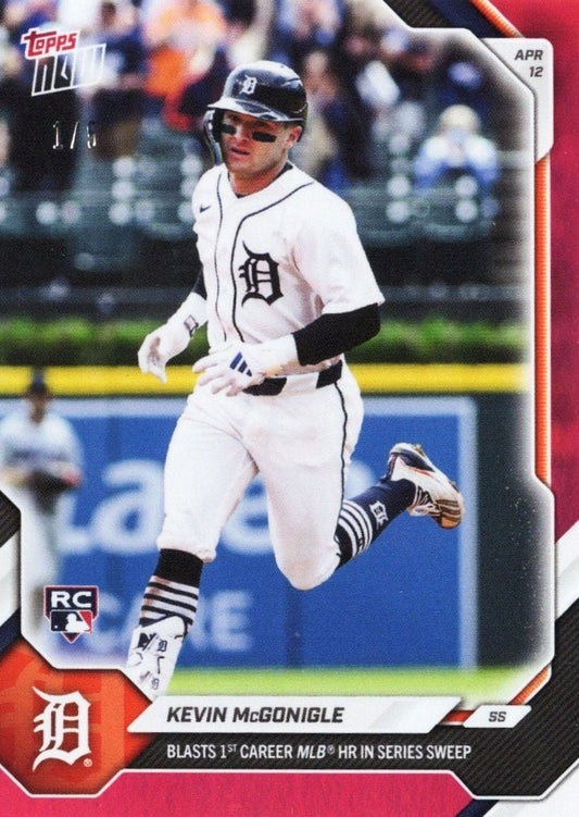 2026 Topps Now Kevin McGonigle #75 Red Foil /5 Blasts 1st Carer MLB Home Run in Series Sweep Detroit Tigers Rookie RC Baseball Card