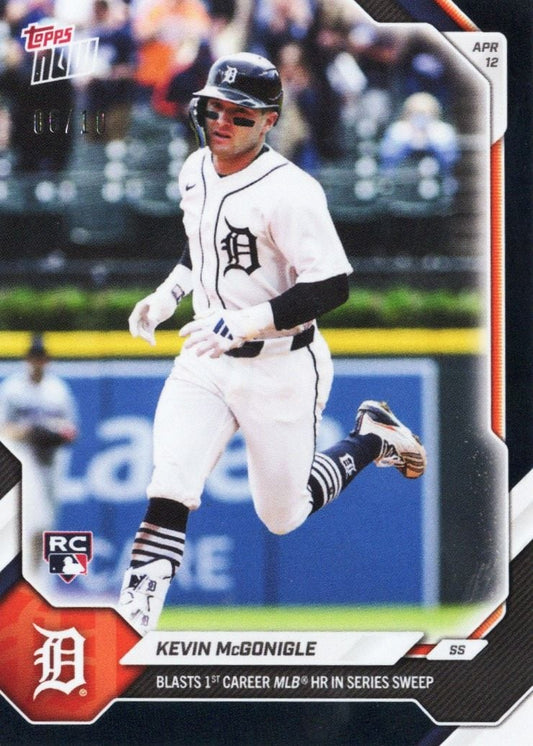 2026 Topps Now Kevin McGonigle #75 Black Foil /10 Blasts 1st Carer MLB Home Run in Series Sweep Detroit Tigers Rookie RC Baseball Card