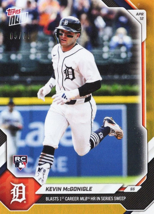 2026 Topps Now Kevin McGonigle #75 Orange Foil /25 Blasts 1st Carer MLB Home Run in Series Sweep Detroit Tigers Rookie RC Baseball Card