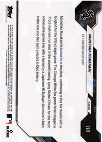 2026 Topps Now Munetaka Murakami #110 Black Foil /10 5th Straight Game with Home Run Ties Ohtanis Mark Chicago White Sox Rookie RC Baseball Card