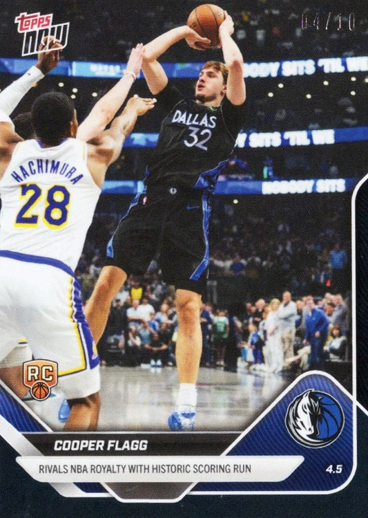 2025 Topps Now Cooper Flagg #242 Black Foil /10 Rivals NBA Royalty with Historic Scoring Run Dallas Mavericks Rookie RC Basketball Card