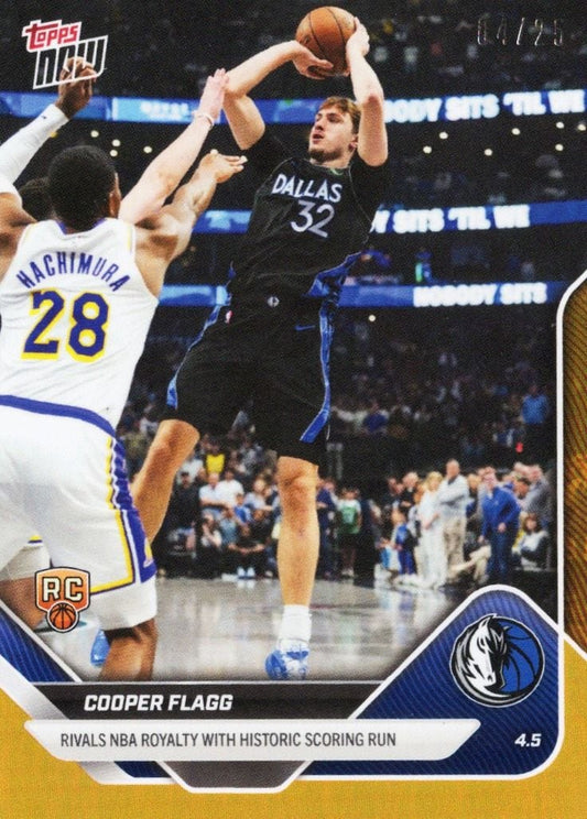 2025 Topps Now Cooper Flagg #242 Orange Foil /25 Rivals NBA Royalty with Historic Scoring Run Dallas Mavericks Rookie RC Basketball Card