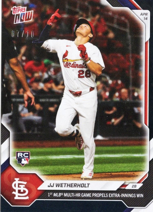 2026 Topps Now JJ Wetherholt #86 Black Foil /10 1st MLB Multi Home Run Game Propels Extra Innings Win St Louis Cardinals Rookie RC Baseball Card