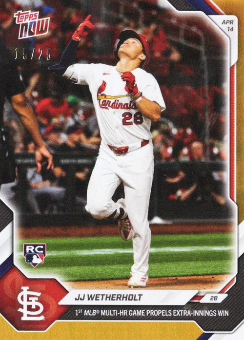 2026 Topps Now JJ Wetherholt #86 Orange Foil /25 1st MLB Multi Home Run Game Propels Extra Innings Win St Louis Cardinals Rookie RC Baseball Card