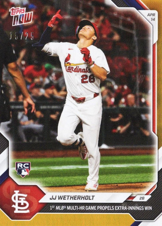 2026 Topps Now JJ Wetherholt #86 Orange Foil /25 1st MLB Multi Home Run Game Propels Extra Innings Win St Louis Cardinals Rookie RC Baseball Card