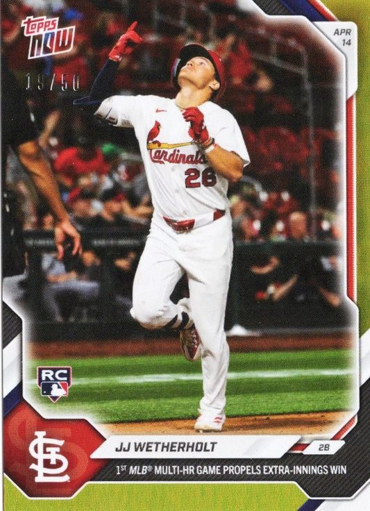 2026 Topps Now JJ Wetherholt #86 Gold Foil /50 1st MLB Multi Home Run Game Propels Extra Innings Win St Louis Cardinals Rookie RC Baseball Card