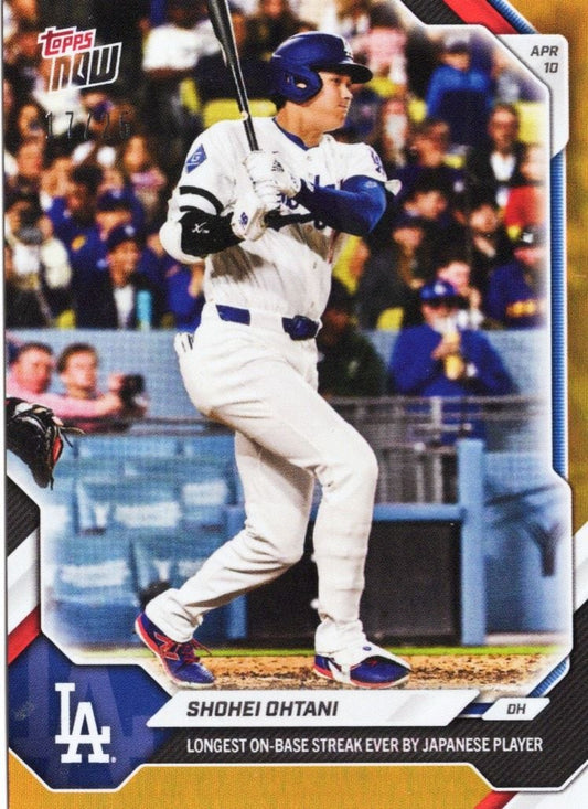 2026 Topps Now Shohei Ohtani #71 Orange Foil /25 Longest On Base Streak Ever By Japanese Player Los Angeles Dodgers Baseball Card