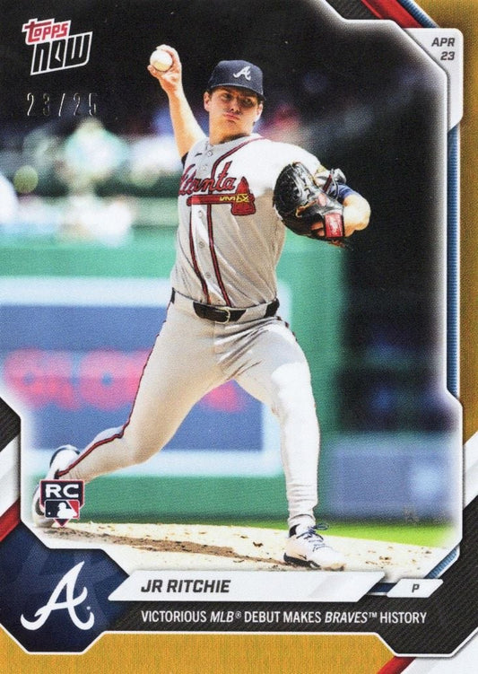 2026 Topps Now JR Ritchie #113 Orange Foil /25 Victorious MLB Debut Makes Braves History Atlanta Braves Rookie RC Baseball Card
