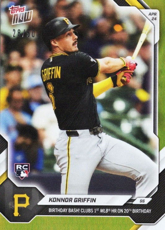 2026 Topps Now Konnor Griffin #115 Gold Foil /50 Birthday Bash! Clubs 1st MLB Home Run on 20th Birthday Pittsburgh Pirates Rookie RC Baseball Card