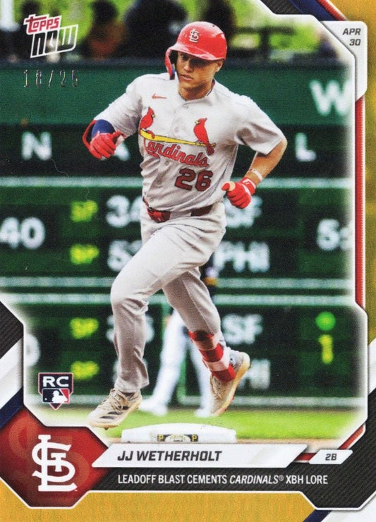 2026 Topps Now JJ Wetherholt #144 Orange Foil /25 Leadoff Blast Cements Cardinals XBH Lore St Louis Cardinals Rookie RC Baseball Card