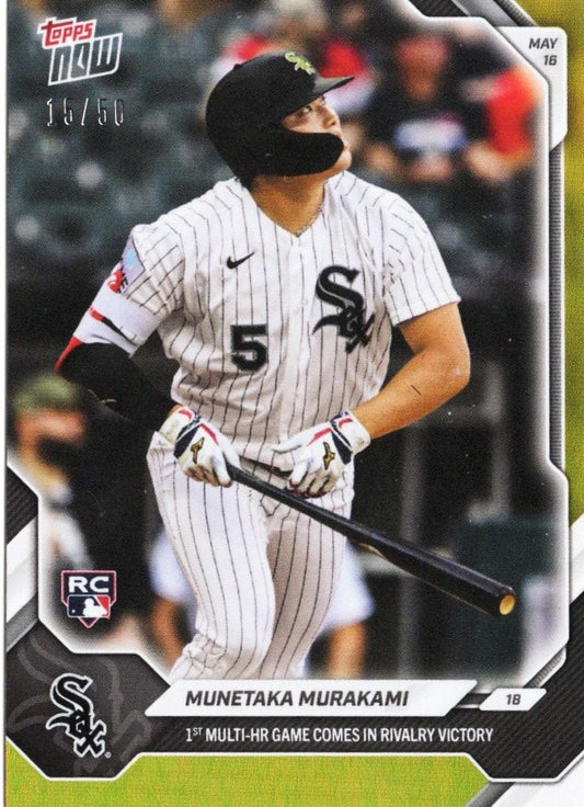 2026 Topps Now Munetaka Murakami #210 Gold Foil /50 1st Multi Home Run Game Comes in Rivalry Victory Chicago White Sox Rookie RC Baseball Card