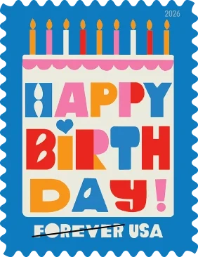2026 Happy Birthday Forever Postage Stamps Sheet – 100 Count