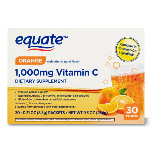 Equate 1000mg Vitamin C Powder Immune Support Drink Mix; 30 Count EasyOptionXY LLC