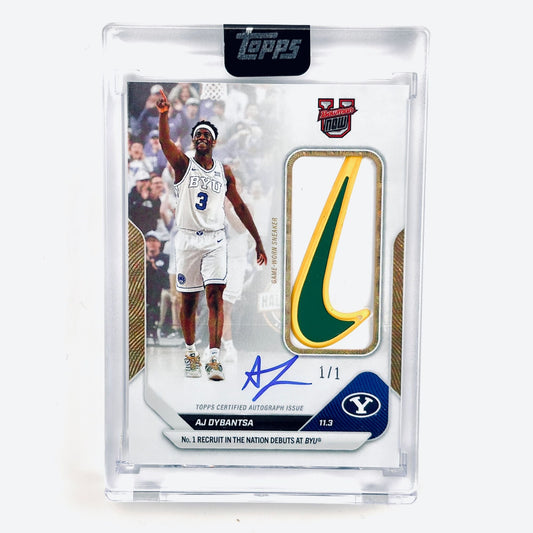 2025 Topps Bowman U Now AJ Dybantsa #1 Foilfractor Relic Auto 1/1 Number 1 Recruit in the Nation Debuts at BYU BYU Cougars Rookie RC Basketball Card