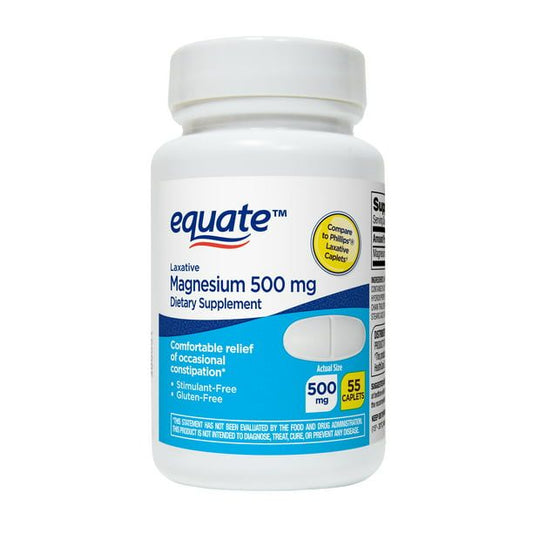 Equate Magnesium Laxative Caplets Dietary Supplement; 500 mg; 55 Count EasyOptionXY LLC