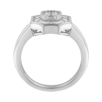 14K White Gold 1.00 Cttw Baguette and Princess-Cut Diamond Cocktail Art Deco Style Ring (H-I Color, SI1-SI2 Clarity) - Size 7