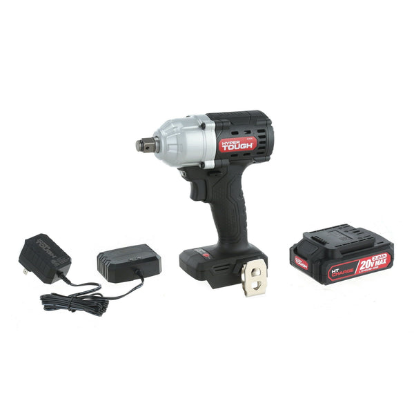 Hyper Tough Brushless 20V Max Lithium-Ion Cordless Impact Wrench, 1/2 inch Anvil, with 2.0Ah Lithium-Ion Battery & Charger, New Condition EasyOptionXY LLC