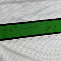 Framed Autographed/Signed Ahmad Sauce Gardner 35x39 New York White Football Jersey Beckett BAS COA