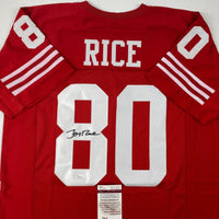 Autographed/Signed Jerry Rice San Francisco Red Football Jersey JSA COA