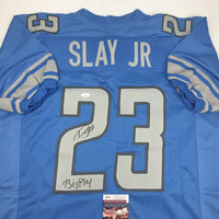Autographed/Signed Darius Slay Jr. Big Play Detroit Blue Football Jersey JSA COA