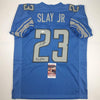 Autographed/Signed Darius Slay Jr. Big Play Detroit Blue Football Jersey JSA COA