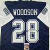 Autographed/Signed Darren Woodson Dallas Blue Football Jersey JSA COA