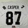 Autographed/Signed Dave Casper HOF 02 Oakland Las Vegas White Football Jersey JSA COA