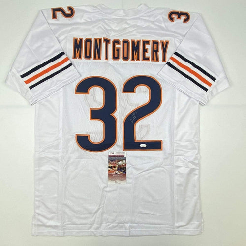 Autographed/Signed David Montgomery Chicago White Football Jersey JSA COA
